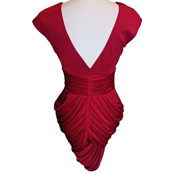 Mikael Aghal, Jersey‎ Knit Layered Party Dress in Red, Size 2, *NWT - Picture 2 of 16